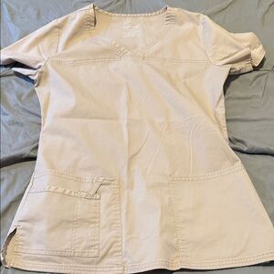 Women's Beige V-Neck Scrub Top